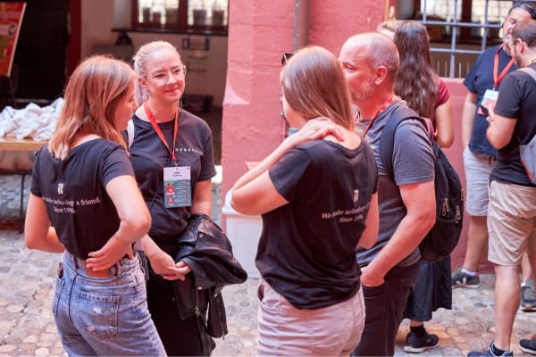 Attendees outside at SmashingConf Freiburg