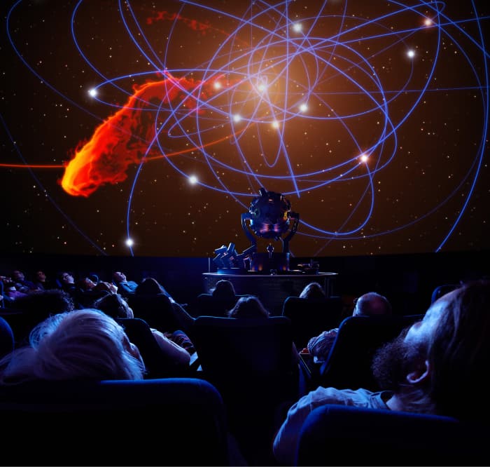 Audience of the planetarium watching a screening